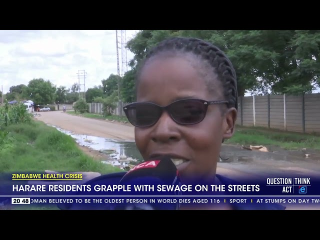 ⁣Harare residents grapple with sewage in the streets