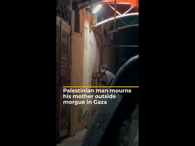 ⁣Palestinian man mourns his mother outside morgue in Gaza | AJ#shorts