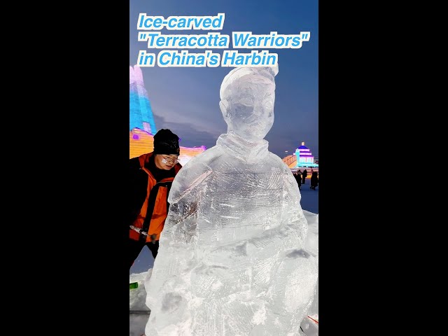 ⁣Ice-carved "Terracotta Warriors" in China's Harbin