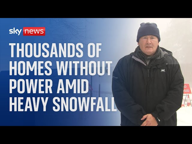 ⁣Thousands of homes without power across England and Wales as heavy snow falls