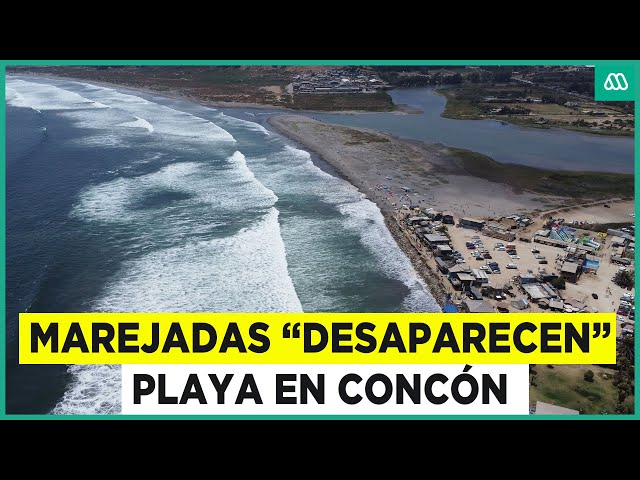 ⁣Marejadas deja sin arena playa de Concón: Fenómeno se podría repetir en las cosas de Chile