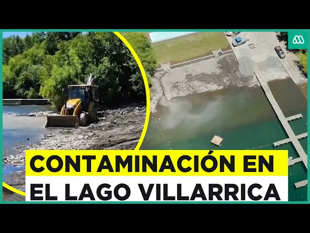 ⁣Contaminación en área protegida: Retroexcavadora es captada en la orilla del Lago Villarrica