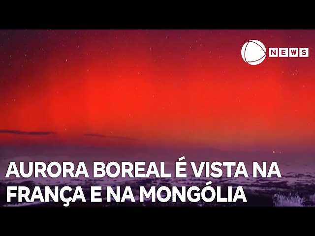 ⁣Aurora boreal é registrada na França e na Mongólia