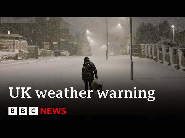 ⁣Heavy snow causes travel disruption across UK as weather warnings remain in place | BBC News