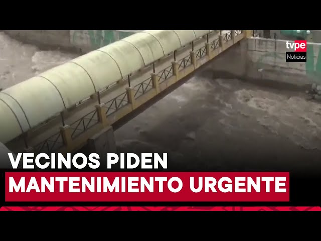 ⁣Chosica: puente con más de 30 años de antigüedad podría colapsar por crecida del río Rímac