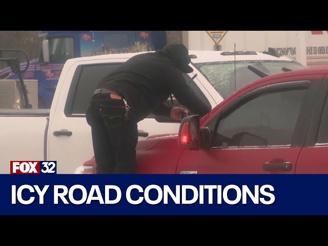 ⁣Chicago area commuters hit with ice, snowy conditions