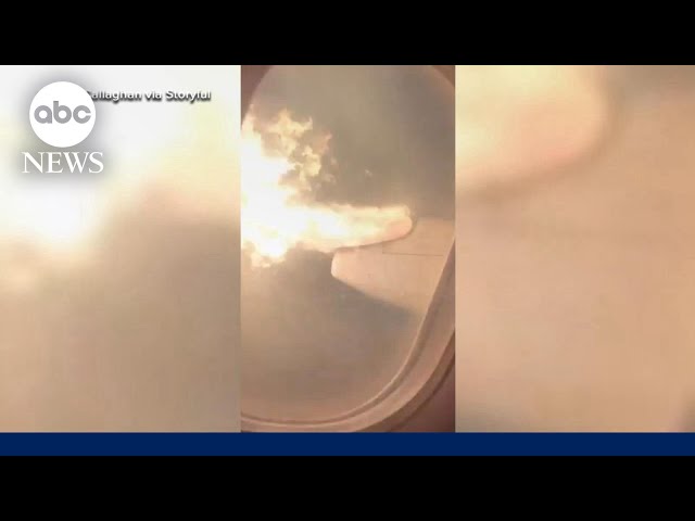 ⁣Video shows Air Canada plane’s wing engulfed in flames