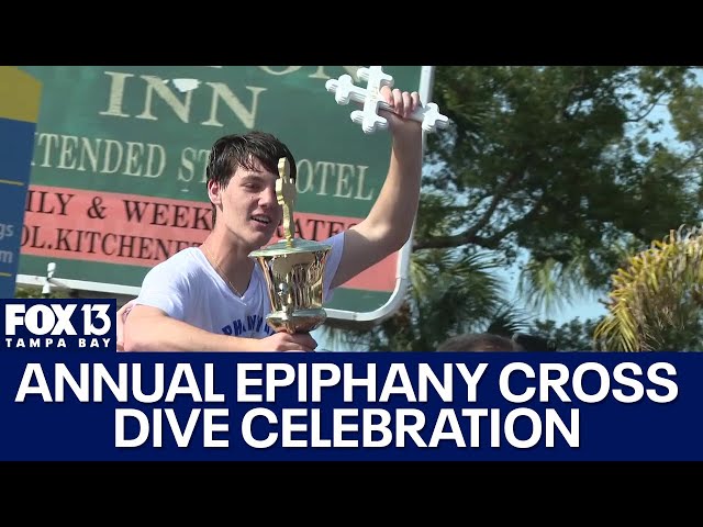 ⁣Epiphany cross dive celebration