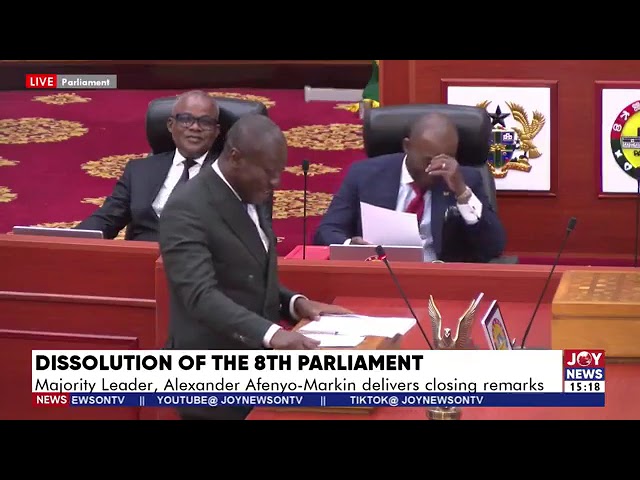 ⁣Dissolution of the 8th Parliament: Majority Leader, Afenyo-Markin delivers closing remarks