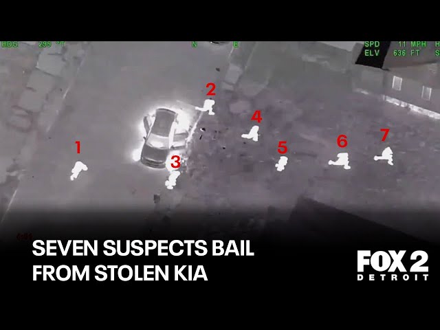 ⁣WATCH: Seven suspects flee from stolen Kia in Detroit