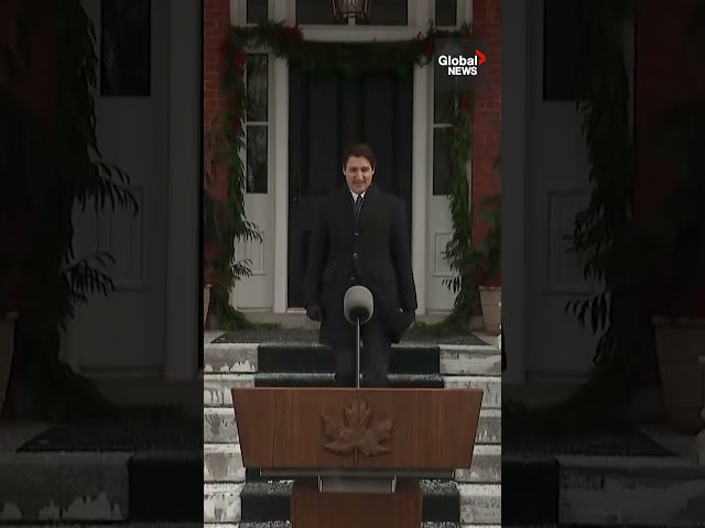 ⁣"I'll wing it," Trudeau says as his resignation speech notes blow away