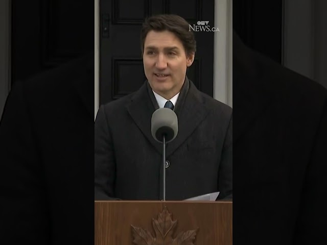 ⁣Trudeau's resignation speech blown away moments before he stepped out