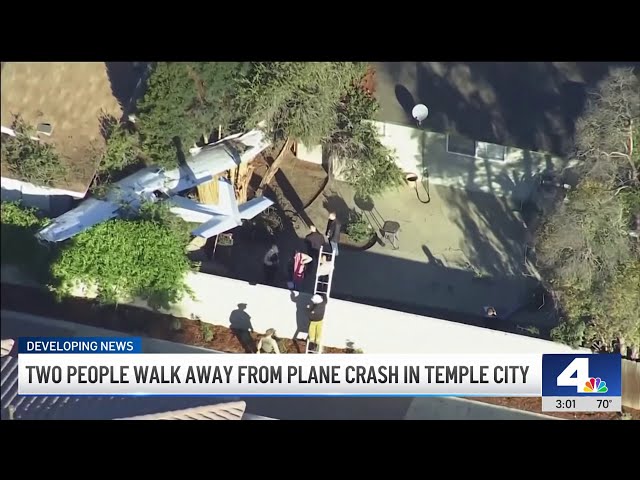 ⁣2 people walk away uninjured from Temple City neighborhood plane crash