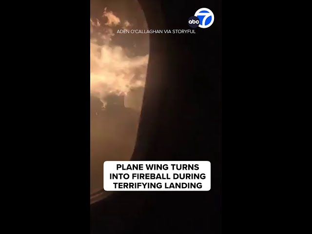 ⁣Plane wing turns into fireball during terrifying landing