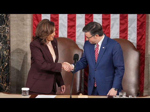 ⁣4 years after Jan. 6 insurrection, Kamala Harris certifies Trump's election win