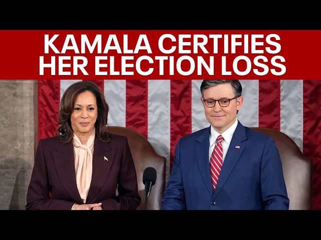 ⁣Kamala Harris certifies Donald Trump's election win that she lost