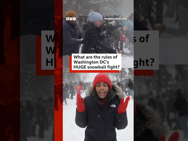 ⁣Huge annual snowball fight takes place in Washington DC. #MeridianHillPark #Snow #BBCNews