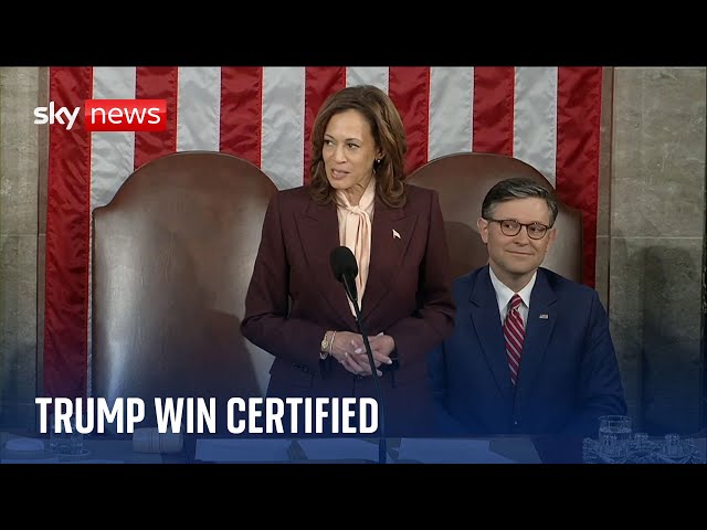 ⁣US president-elect Donald Trump's victory certified by defeated rival Kamala Harris