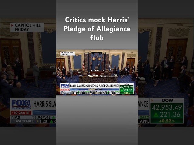 ⁣Harris blasted for botching Pledge of Allegiance in viral moment  #shorts