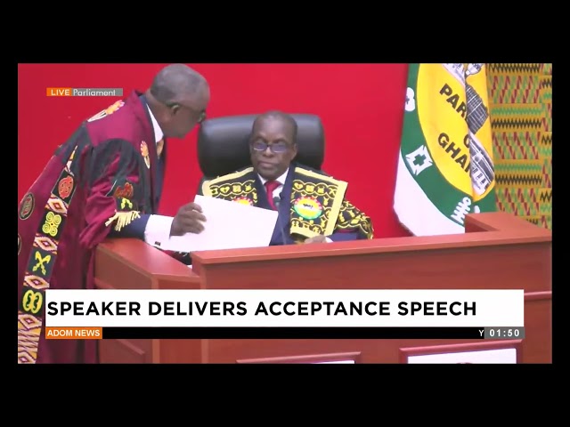 ⁣Speaker delivers acceptance speech - Dissolution of the 8th Parliament on Adom TV (07-01-25)