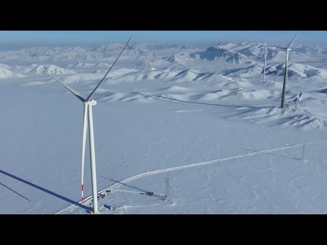 ⁣New wind power project connects to grid in China's Xinjiang