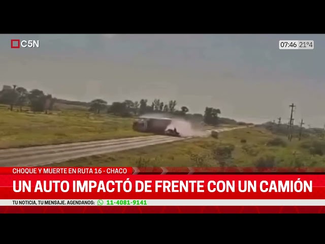 ⁣CHOQUE FATAL en CHACO: un AUTO CHOCÓ de FRENTE con un CAMIÓN