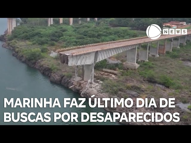 ⁣Marinha faz último dia de buscas por desaparecidos após desabamento de ponte