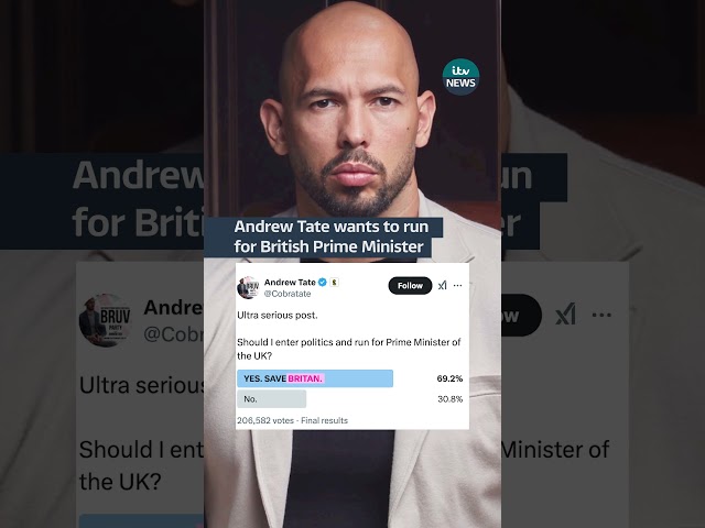 ⁣Andrew Tate wants to run for British Prime Minister #itvnews