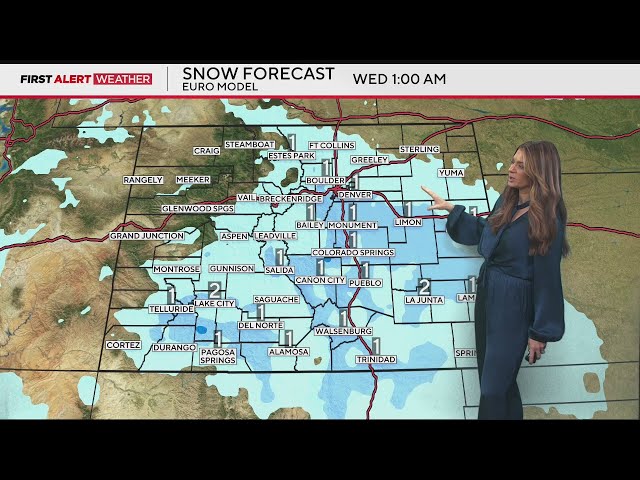 ⁣Snow continues in Colorado through Tuesday afternoon as chilly temps stick around through the day