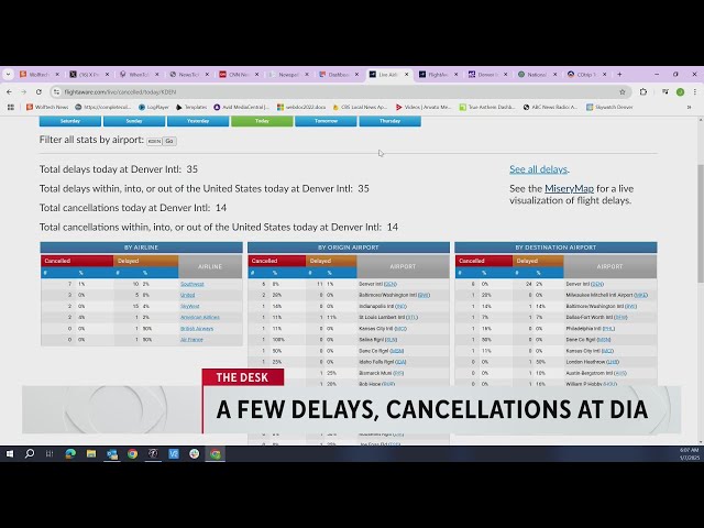 ⁣Snow causing a few delays, cancellations at Denver International Airport