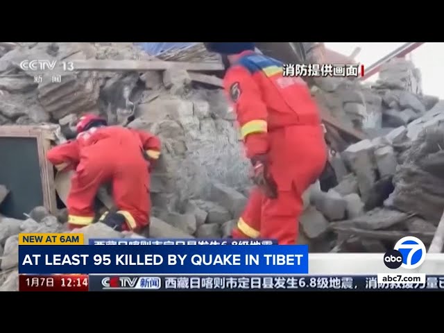 ⁣At least 95 dead after 6.8 magnitude earthquake strikes Tibet