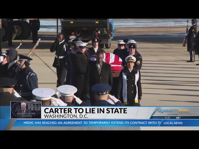 ⁣Fmr. President Jimmy Carter returns to D.C. to lie in state