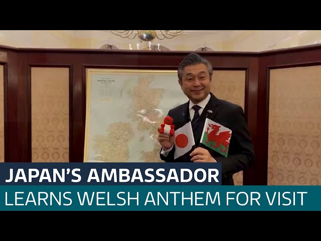 ⁣Japan's ambassador to the UK learns Welsh National Anthem ahead of a visit to Wales | ITV News