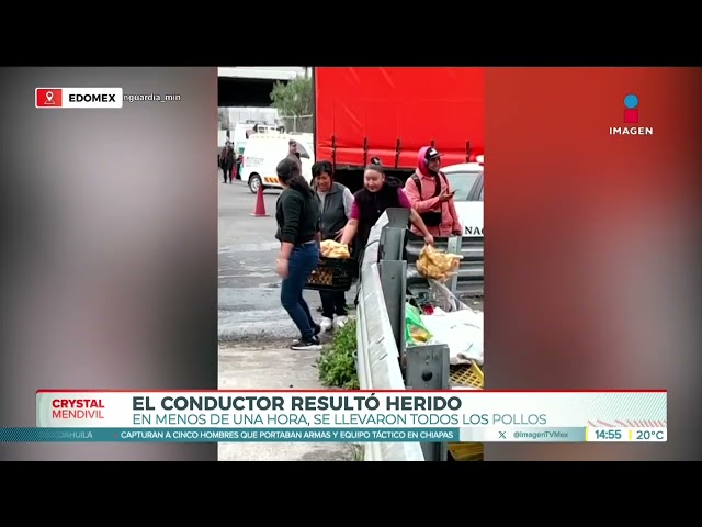 ⁣Tráiler volcó y se armó la rapiña en Ecatepec | Noticias con Crystal Mendivil