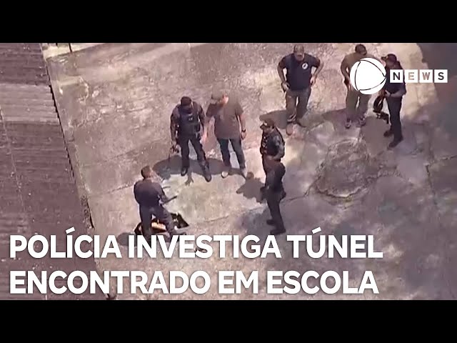 ⁣Polícia investiga túnel encontrado em pátio de escola na zona leste de SP