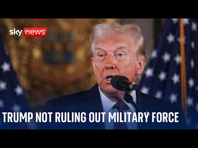 ⁣Trump refuses to rule out military force over Panama Canal & Greenland