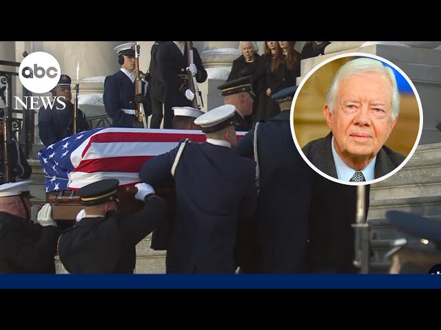 ⁣Jimmy Carter’s casket arrives at the U.S. Capitol