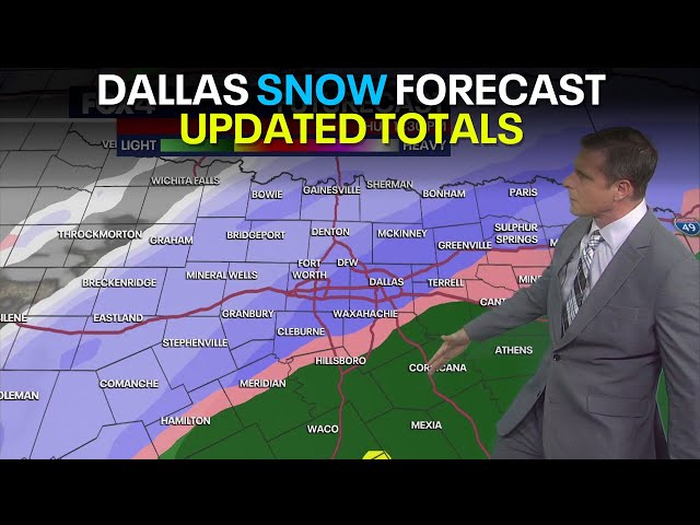 ⁣Dallas weather: Updated snow forecast