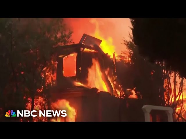 ⁣Wind-driven fires erupt in Southern California