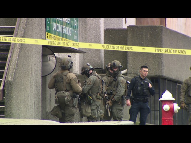 ⁣Threat to New Westminster courthouse evacuates buildings, closes roads