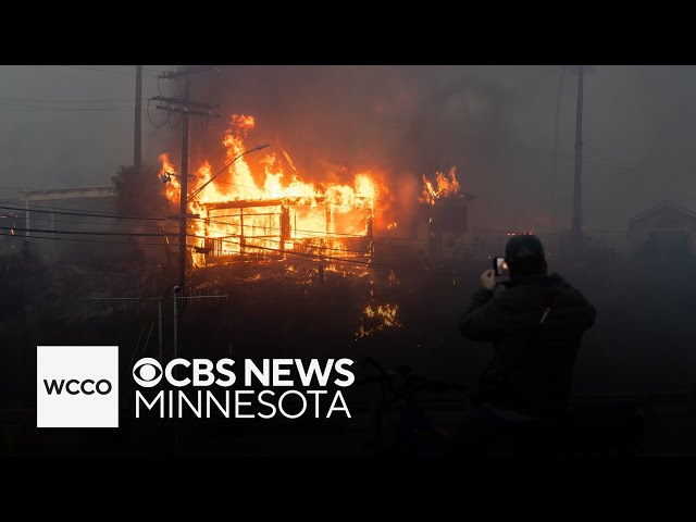 ⁣Tens of thousands evacuate as wildfire tears through California coast