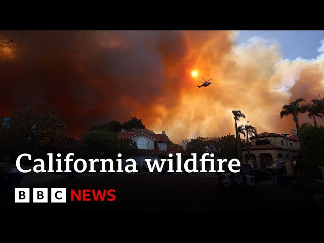 ⁣California wildfire rips through LA suburbs as 30,000 told to evacuate | BBC News