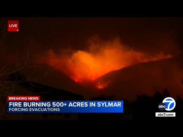 ⁣Sylmar fire explodes to 500 acres as evacuations remain in place