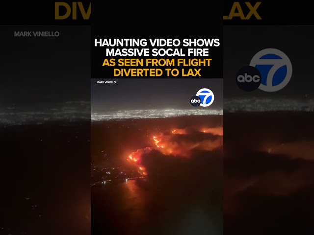 ⁣SoCal wildfires seen from plane diverted to LAX