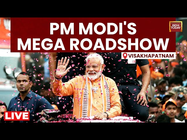 ⁣PM Modi's Mega Roadshow In Visakhapatnam, Andhra Pradesh LIVE | Narendra Modi LIVE From Vizag