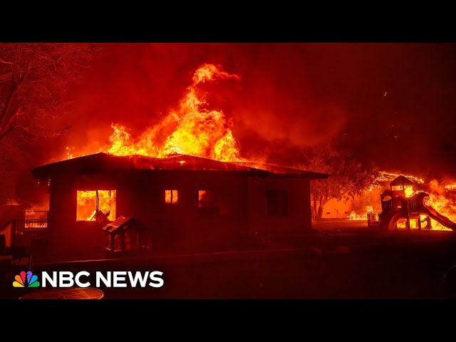 ⁣Homes ravaged by Eaton Fire in southern California as residents fight to save properties