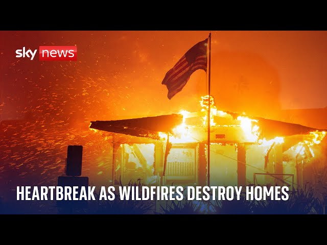 ⁣Terrified residents film wildfires engulfing their homes