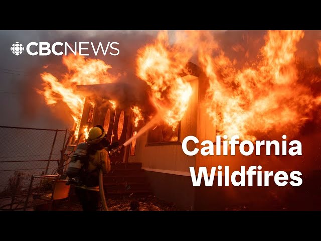 ⁣Overnight L.A. wildfire footage shows cars abandoned, homes destroyed