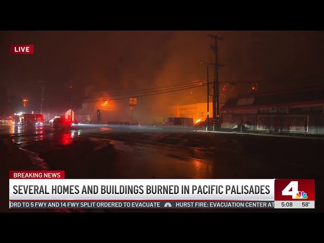 ⁣Several homes and buildings burned in Pacific Palisades