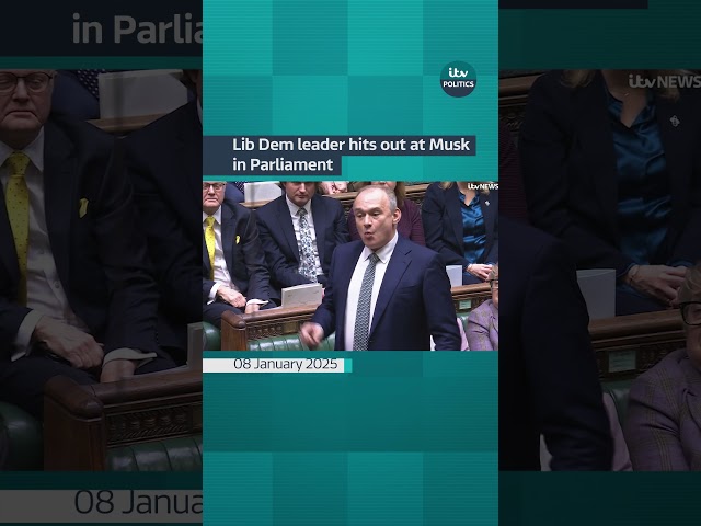 ⁣Ed Davey hits out at Elon Musk in Parliament #itvnews #elonmusk #nigelfarage #politics